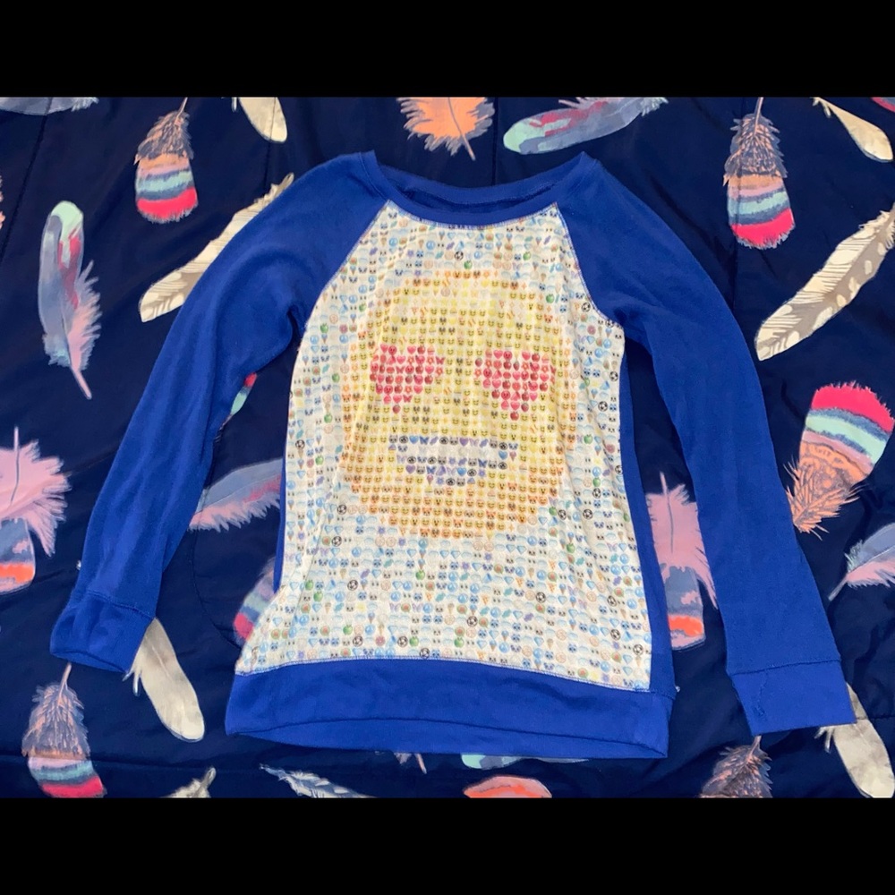 Justice blue longsleeve-emoji actual price-20.00 my price-15.00 size-10